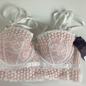 Cacique Underwire Lightly Lined Multi-way Strapless Bra Size 32C White Lace NWT